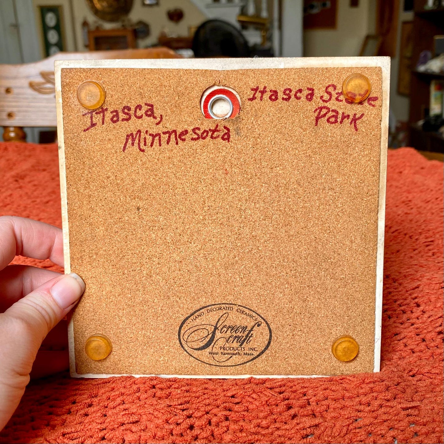 Screen Craft Hand Decorated Tile / Trivet Made in West Yarmouth, Massachusetts - "Blessed is the House"