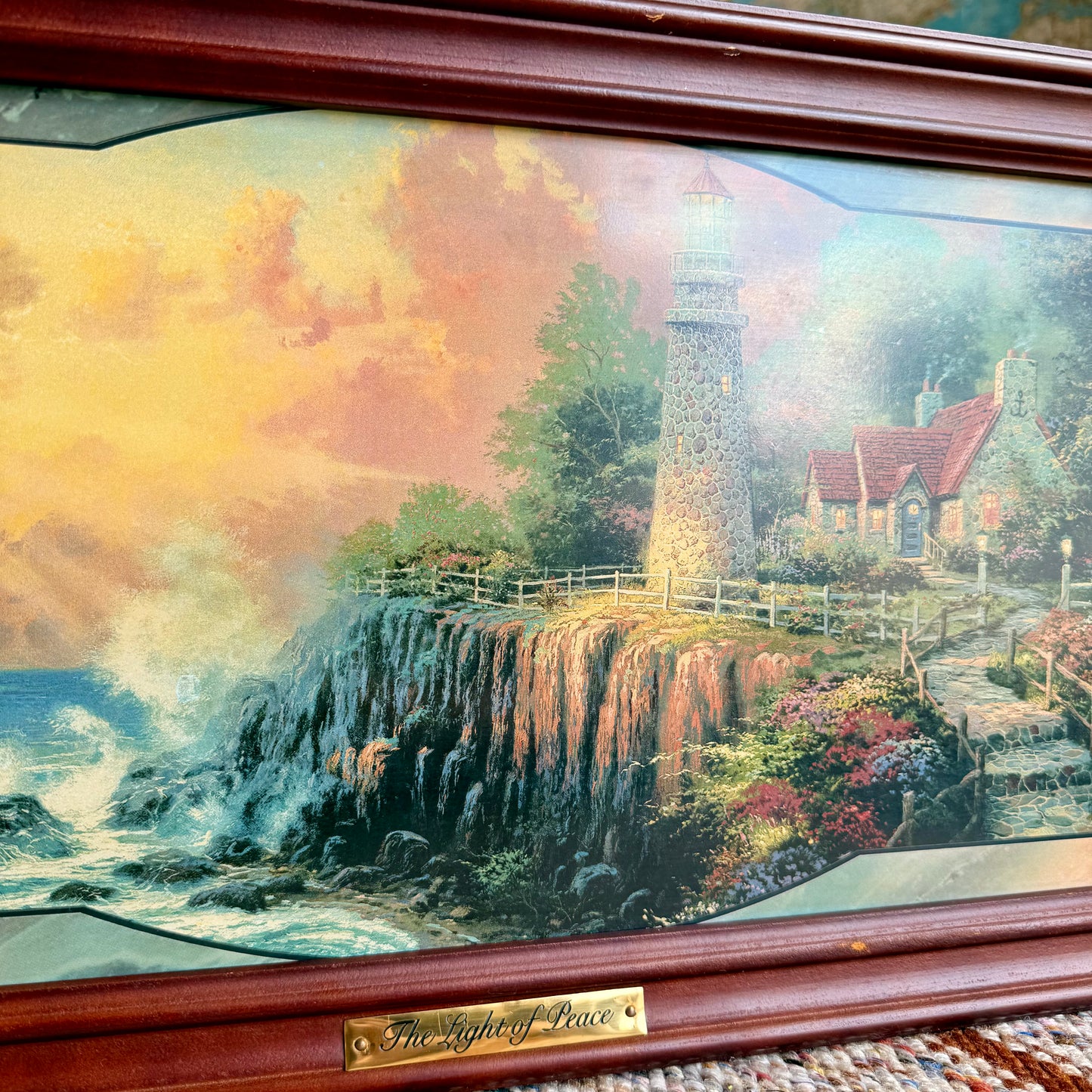Vintage Thomas Kinkade The Light of Peace “Stained Glass” Panorama