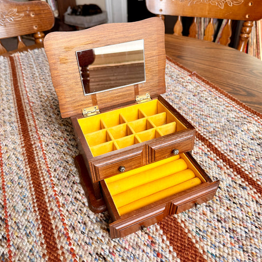 Vintage 1970s Avon Decorators Wooden Velvet Lined Jewelry Box