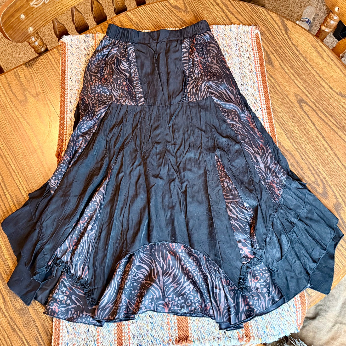 Y2K Pretty Angel Tiered and Layered Animal Print Whimsical Maxi Skirt