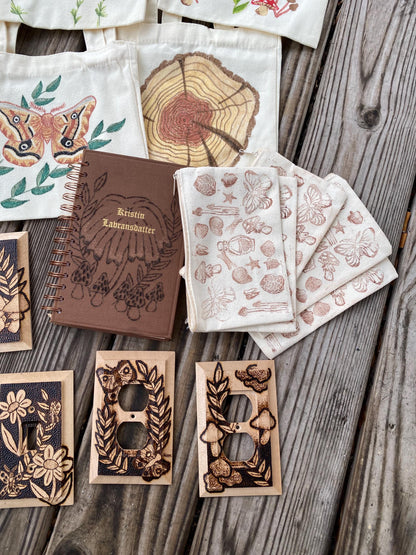 Nature Themed Hand Carved Stamped Pouches