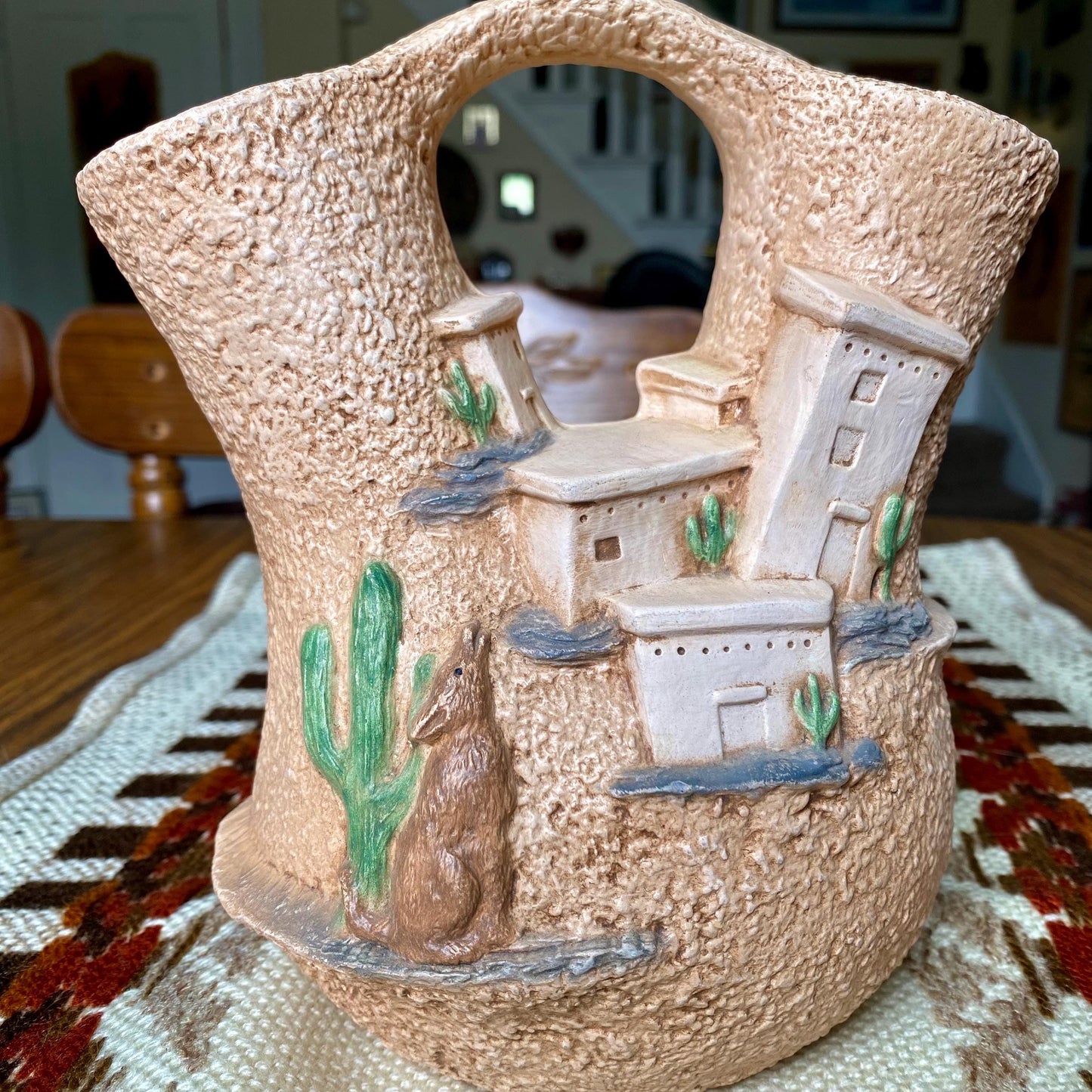 Vintage Hand-Painted Provincial Mold 89 - Southwestern Style Vase