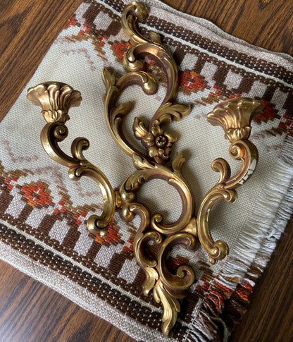1959 Vintage Syroco Filigree Wall Sconce