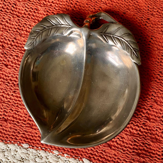 Vintage Silver Plated Divided Peach Serving / Trinket Tray