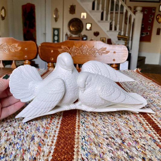 Vintage Burwood Lovebirds Pair Of White Doves Wall Hanging