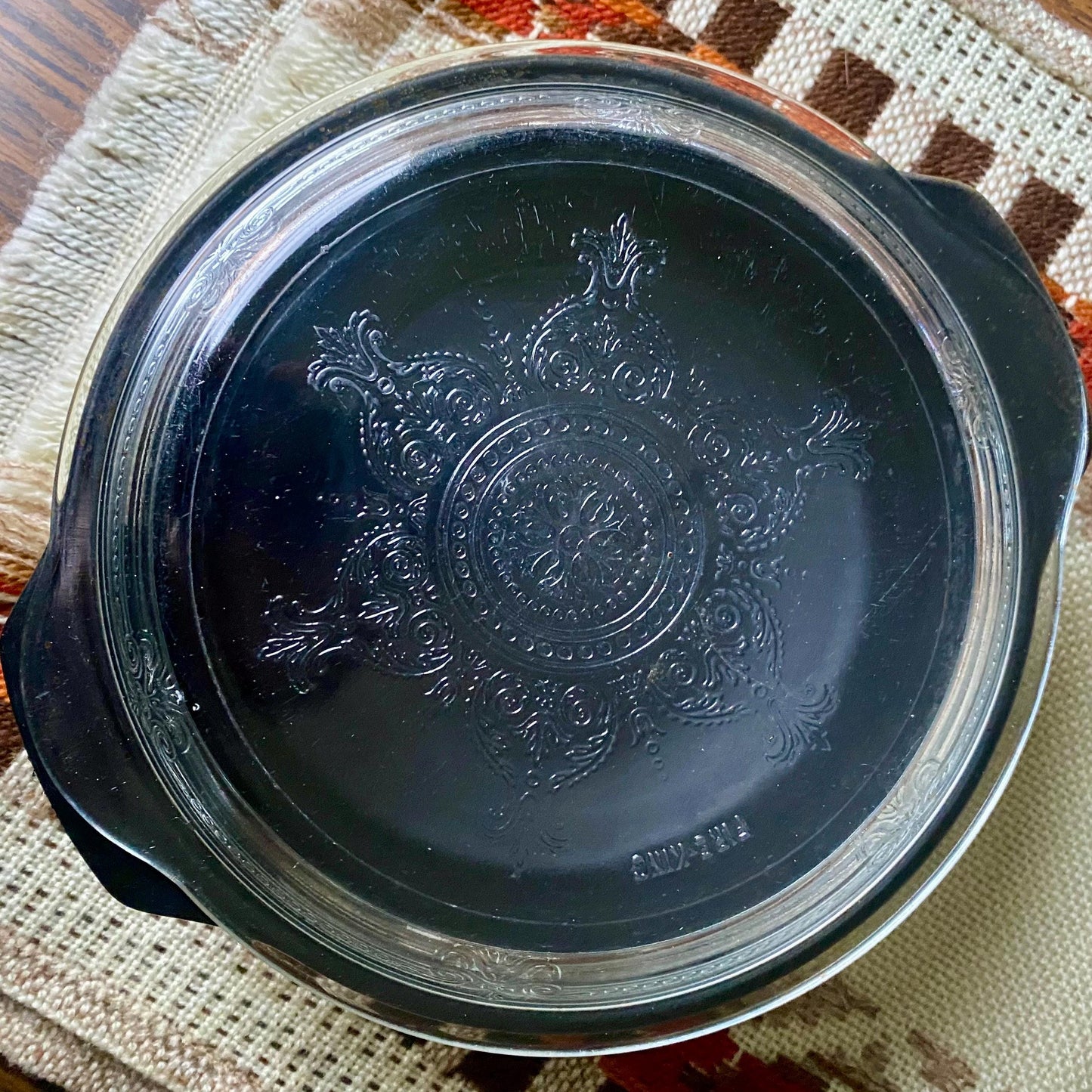 Vintage Anchor Hocking Fire King Teflon Casserole Dish With Ornate Lid