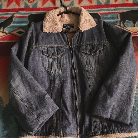 Vintage Steve & Barry's Blue Denim Jacket with Cream Sherpa