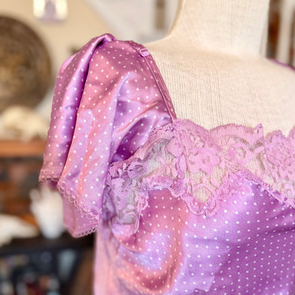 Vintage 2000s y2k Victoria’s Secret Angels Polka Dot Puff Sleeved Silk Shirt