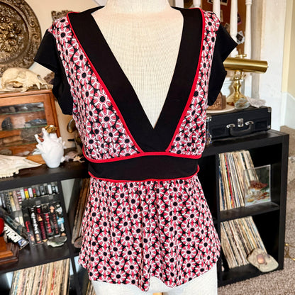 Vintage 2000s Y2K Patterned Speechless Tie Back Babydoll Top