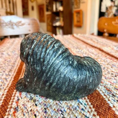 Vintage Wolf Sculptures Hand Carved Canadian Soap Stone Walrus