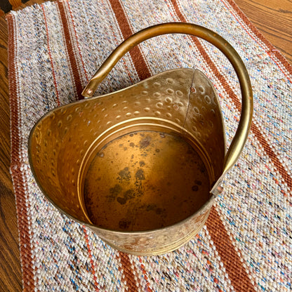 Vintage Hand Made in England Hammered Brass Coal Scuttle Bucket / Planter