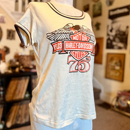 Vintage 1970s Harley-Davidson Cycles 75th Anniversary Eagle Shirt