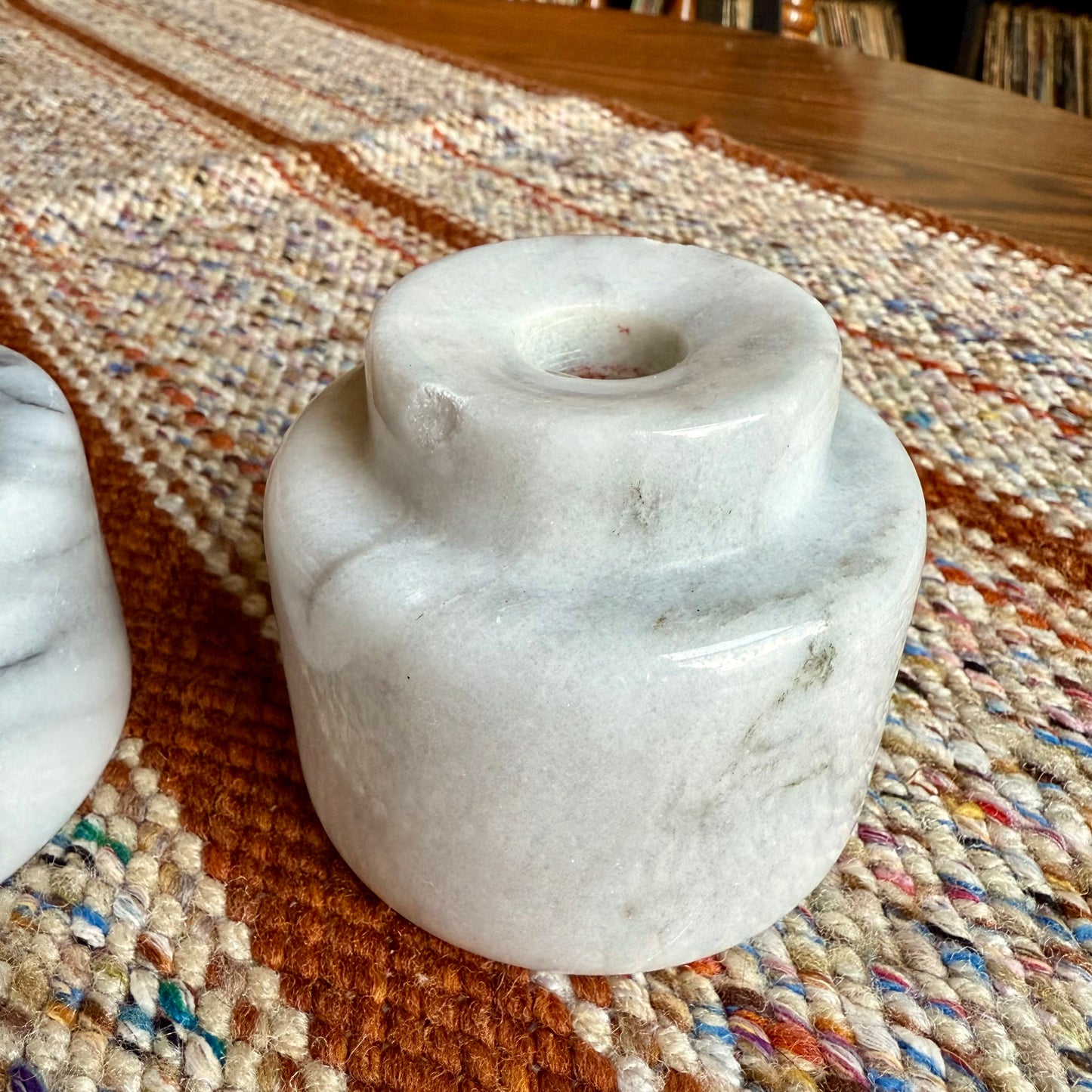 Vintage Julie Pomerantz Heavy Marble Stone Candle Holders