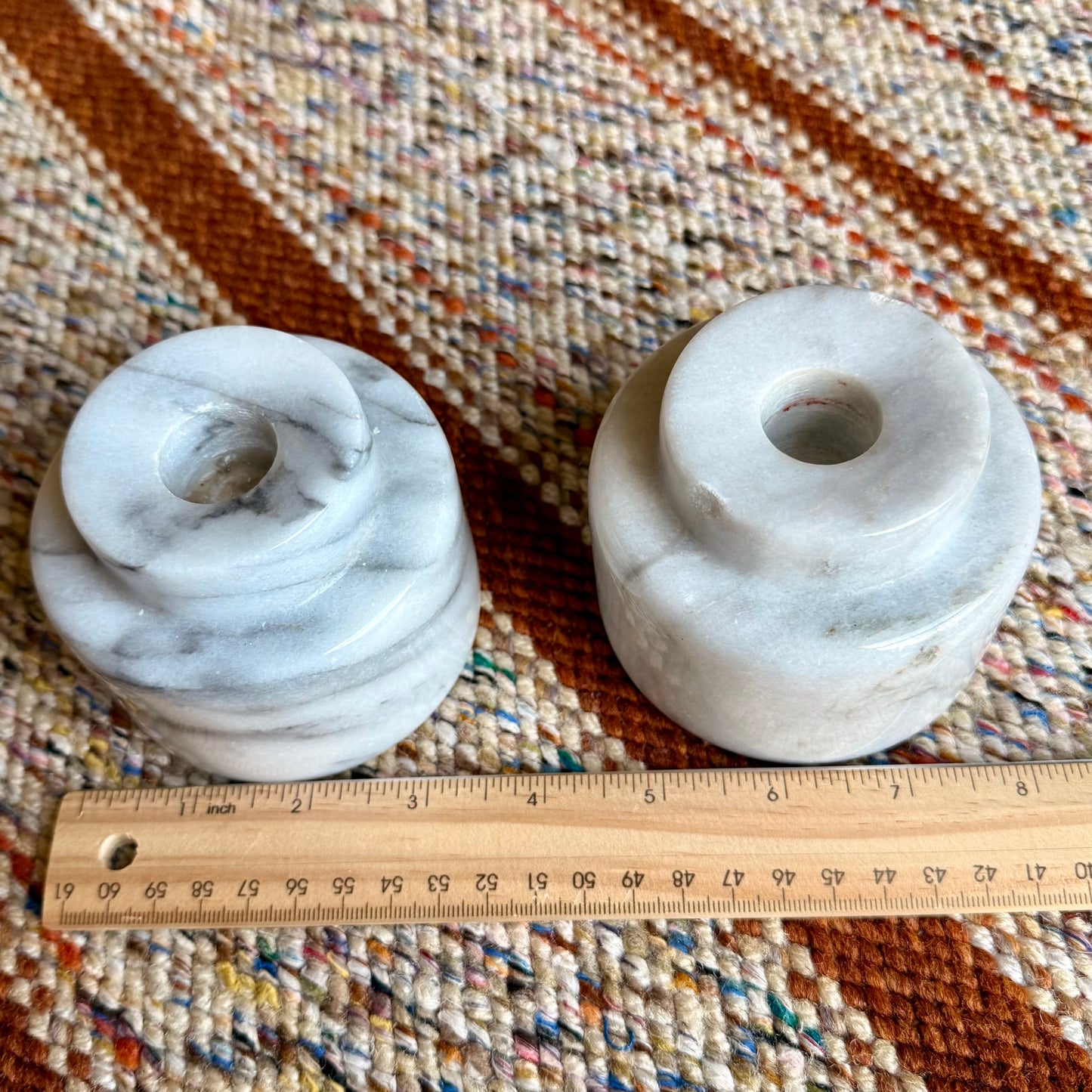Vintage Julie Pomerantz Heavy Marble Stone Candle Holders