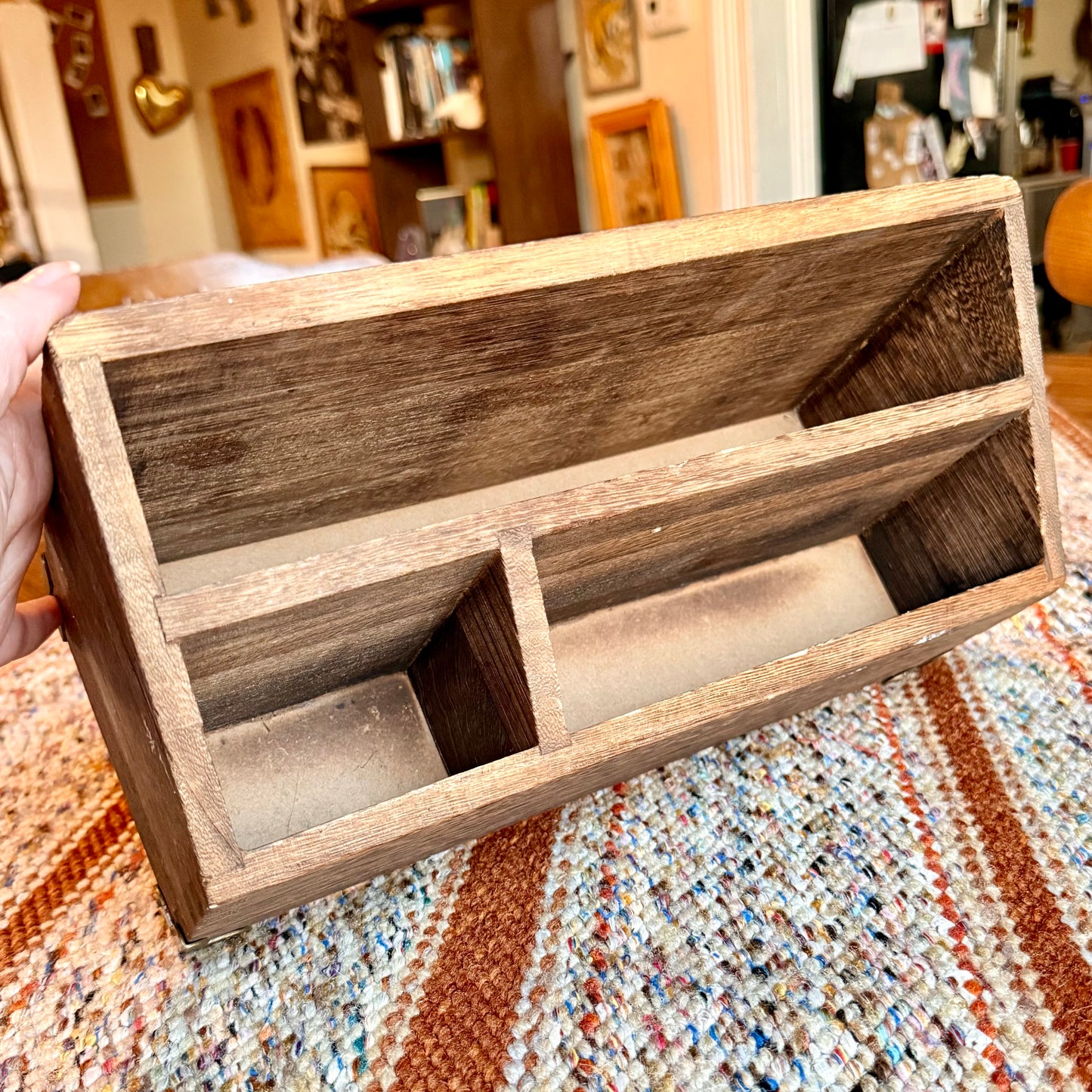 Wooden 3-Slot Desk Organizer - Ephemera and Paper Holder
