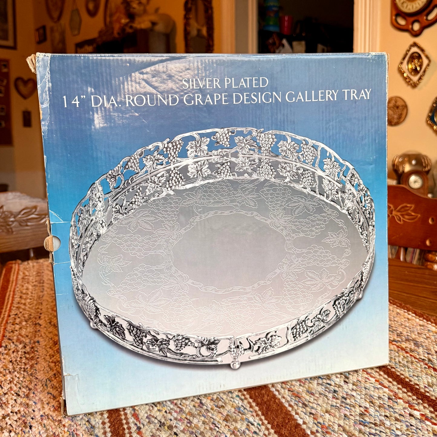 Vintage Goldinger Grape Design Silver Plated Vanity Tray - Still in Box