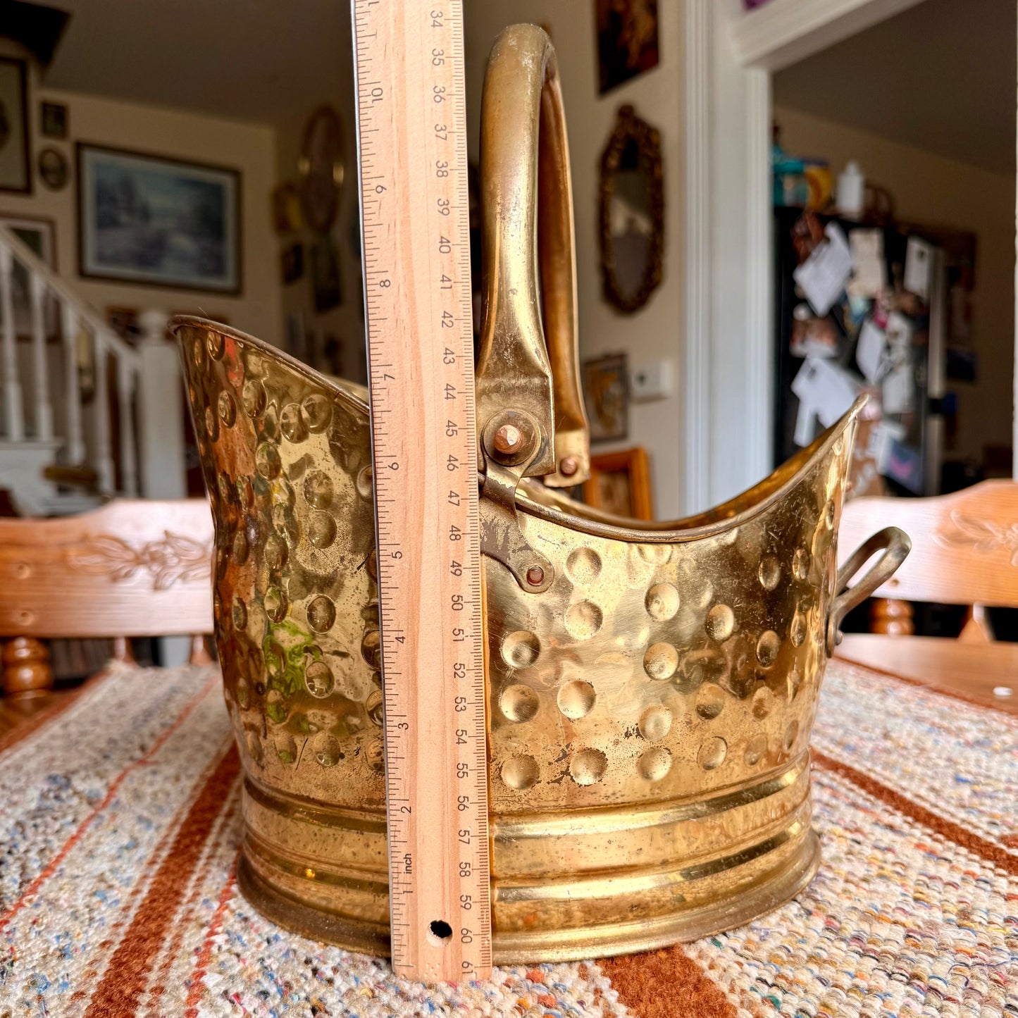 Vintage Hand Made in England Hammered Brass Coal Scuttle Bucket / Planter