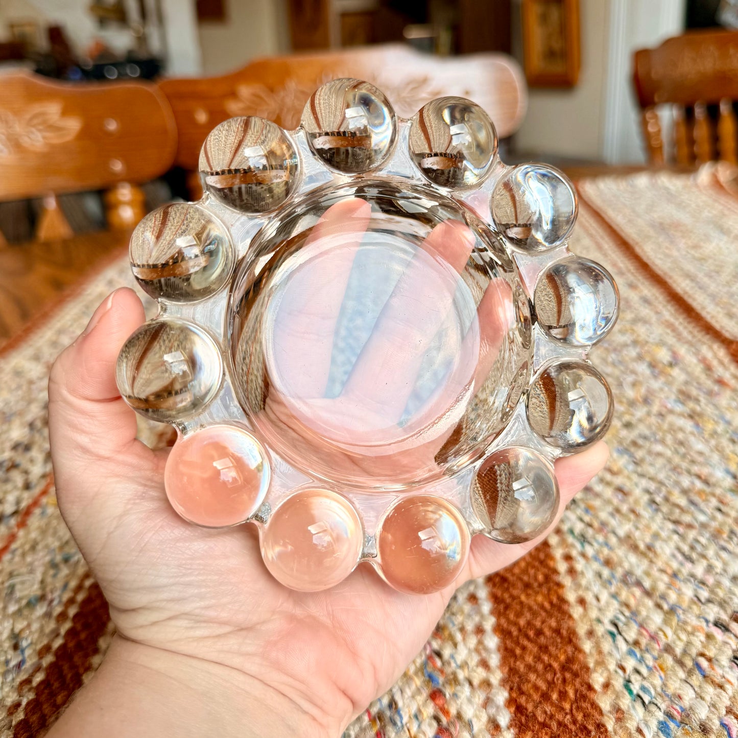 Vintage Anchor Hocking Boopie Style Clear Pressed Glass Ashtray / Trinket Tray