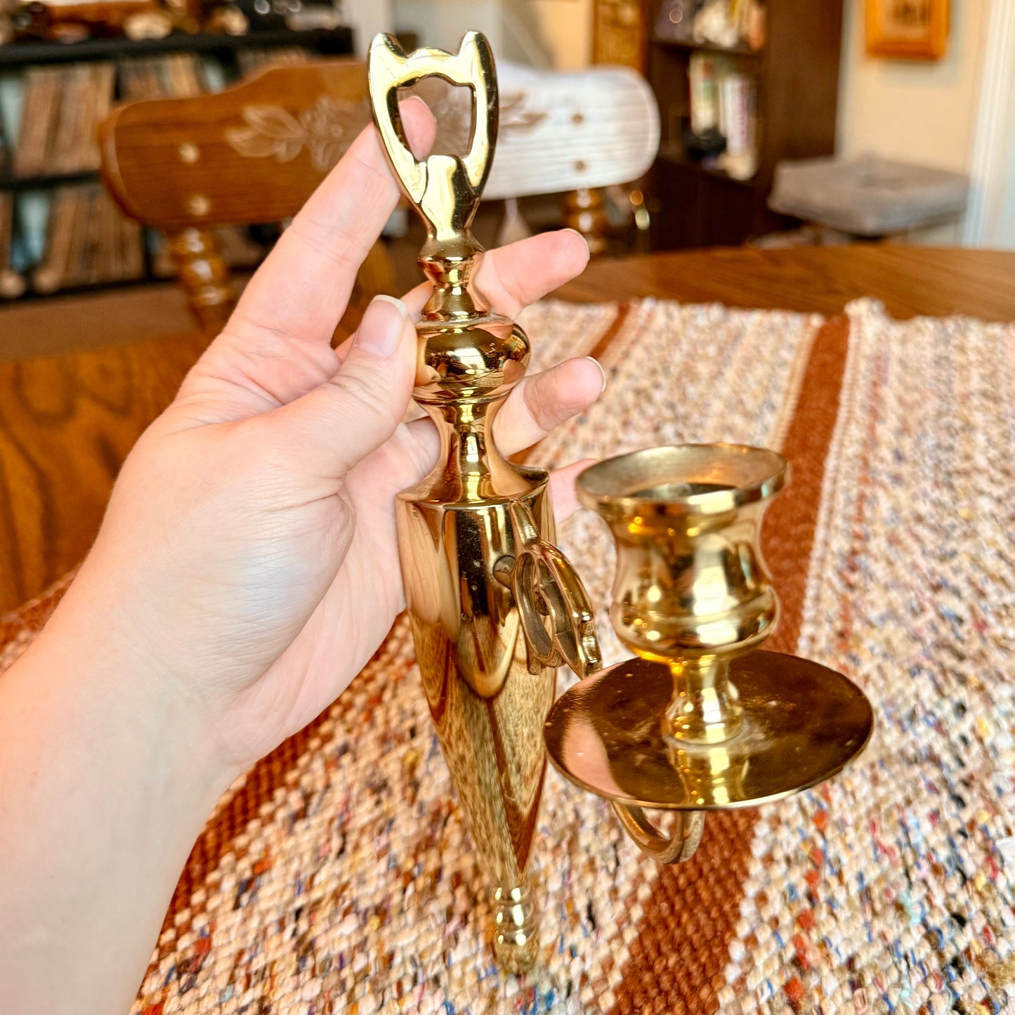 Vintage Mid-Century Modern Brass Wall Sconce Taper Candle Holder