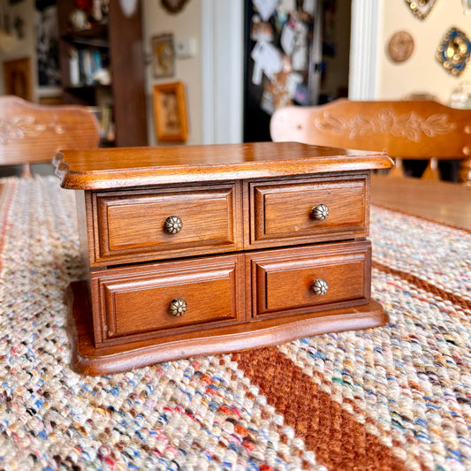 Vintage 1970s Avon Decorators Wooden Velvet Lined Jewelry Box