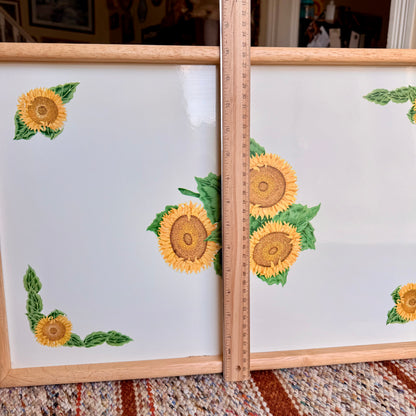 Vintage Sunflower Floral Motif Lap Desk Tray Table TV Tray