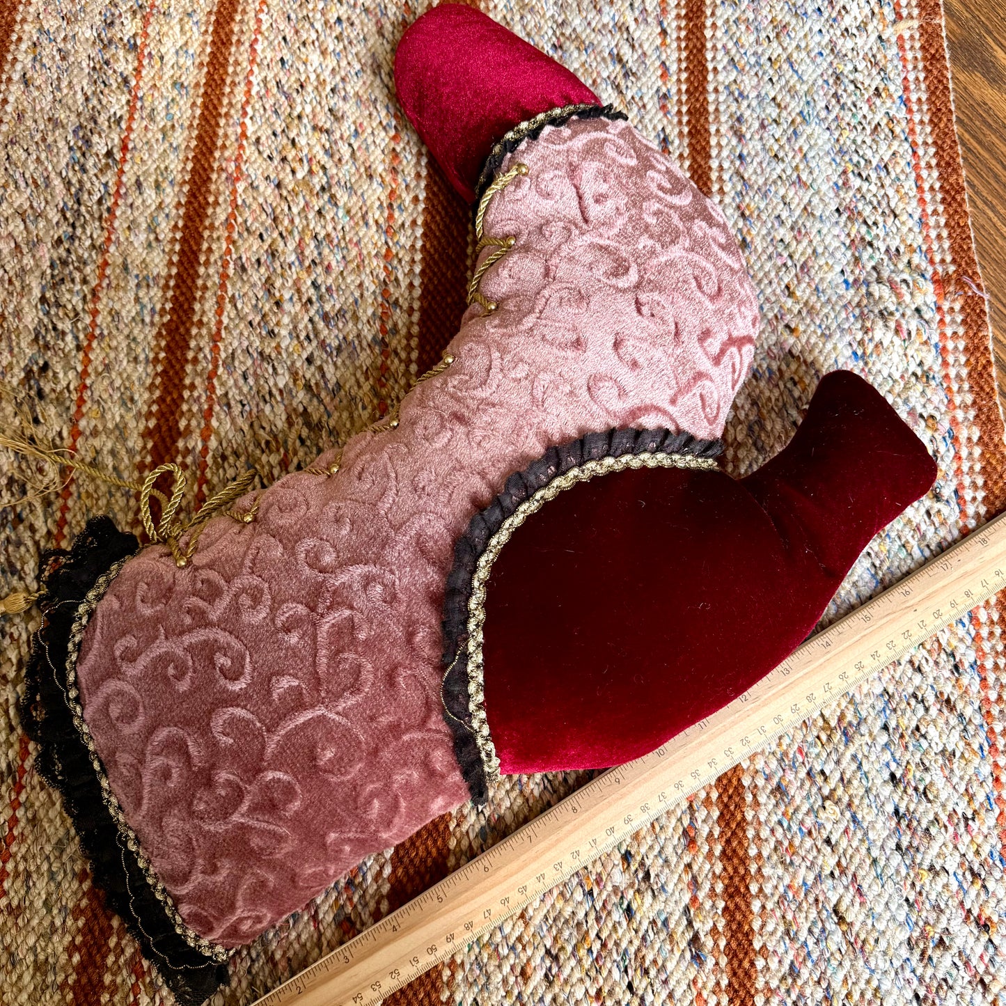 Vintage Velvet Victorian Style Boot and Hat Throw Pillows