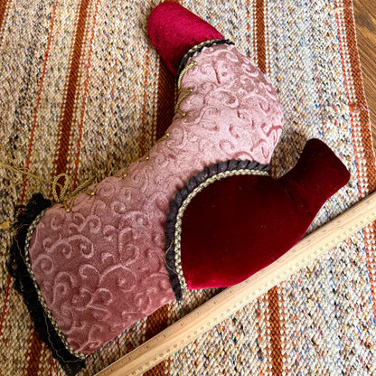 Vintage Velvet Victorian Style Boot and Hat Throw Pillows
