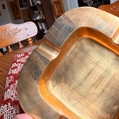 Vintage Mid-Century Modern Regency Solid Brass Heavy Ash Tray