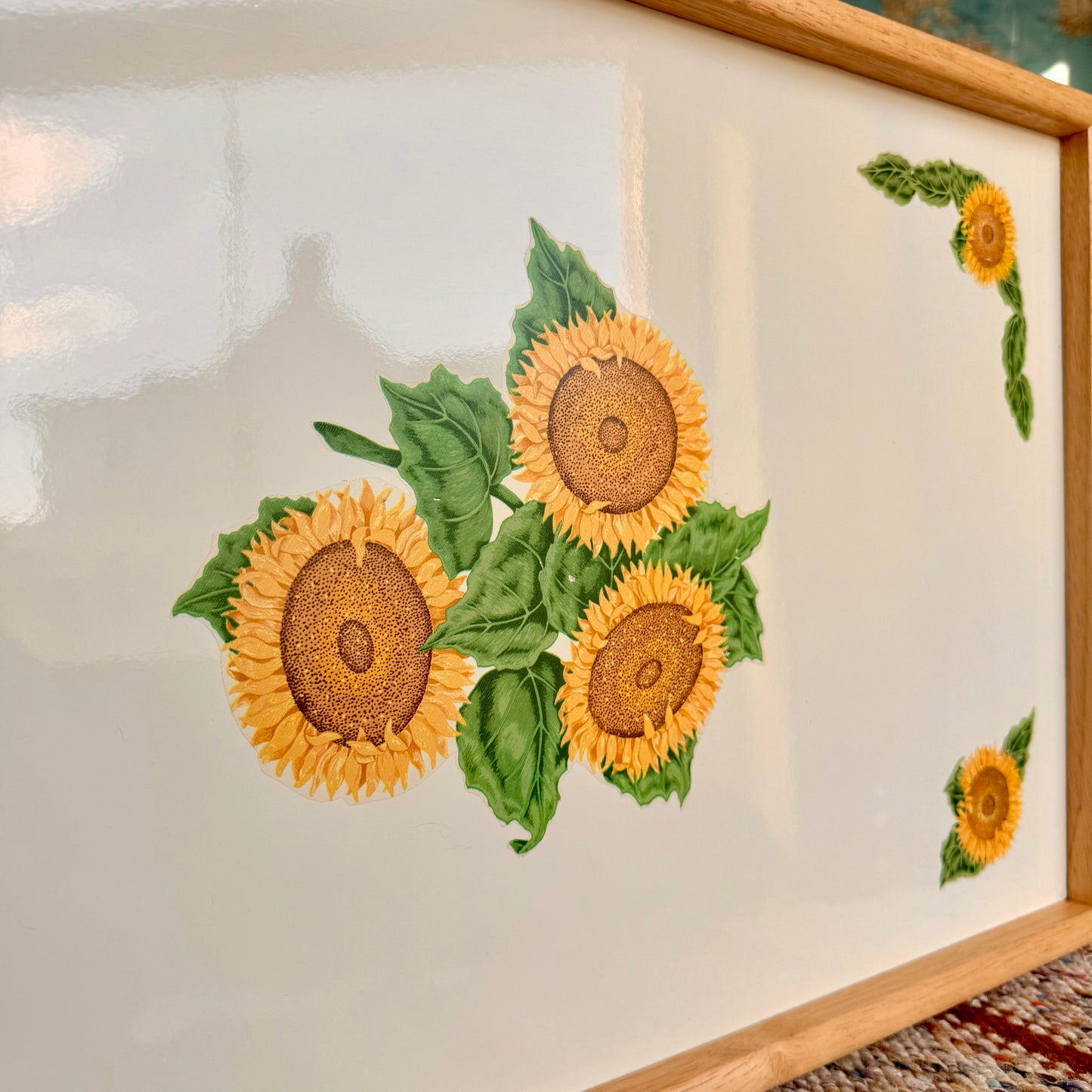 Vintage Sunflower Floral Motif Lap Desk Tray Table TV Tray