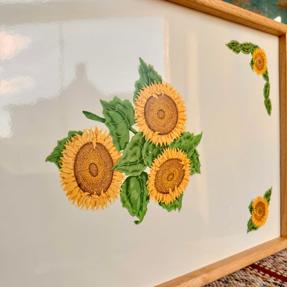 Vintage Sunflower Floral Motif Lap Desk Tray Table TV Tray