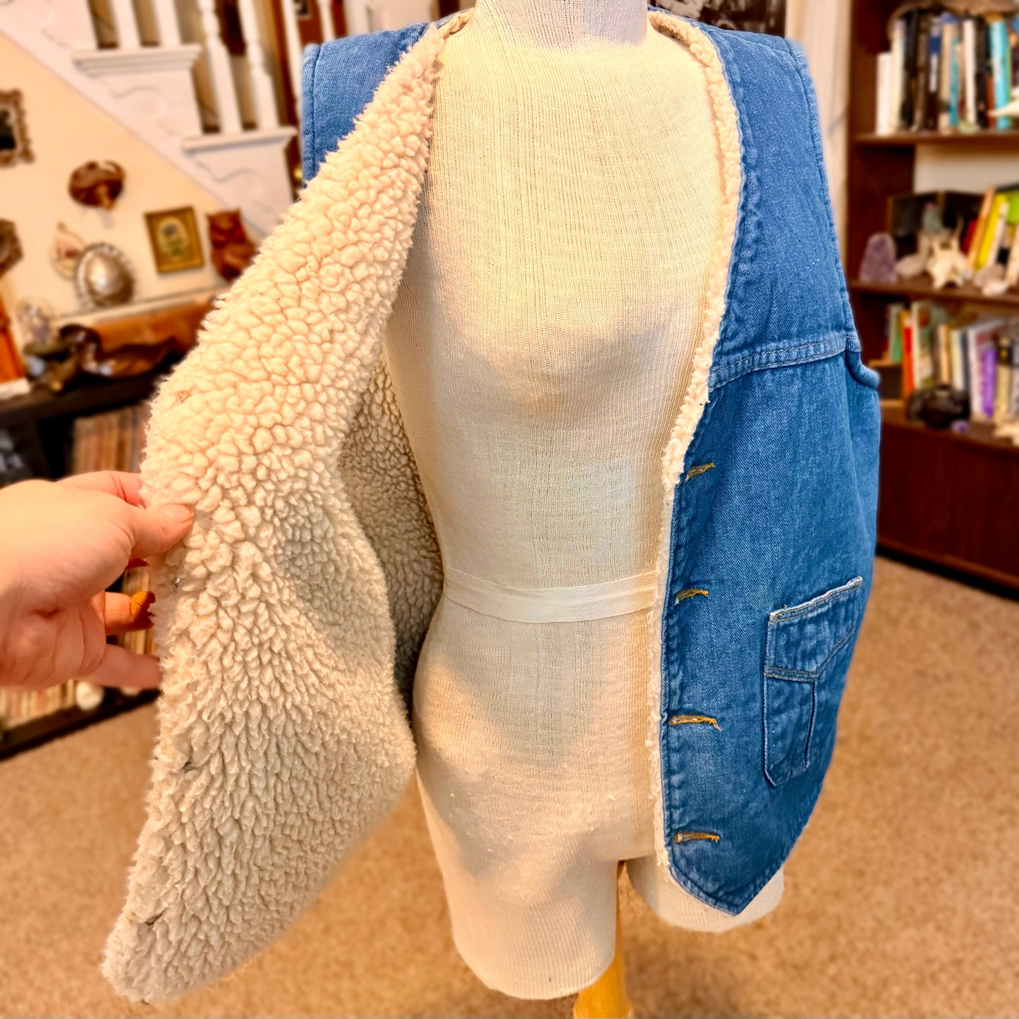 Vintage Wrangler Wrapid Transit Denim Sherpa Lined Heavy Vest