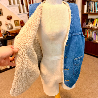 Vintage Wrangler Wrapid Transit Denim Sherpa Lined Heavy Vest