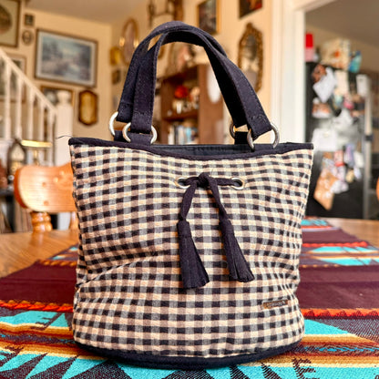 Vintage Longaberger Mini Gingham Buffalo Check Tote Bag