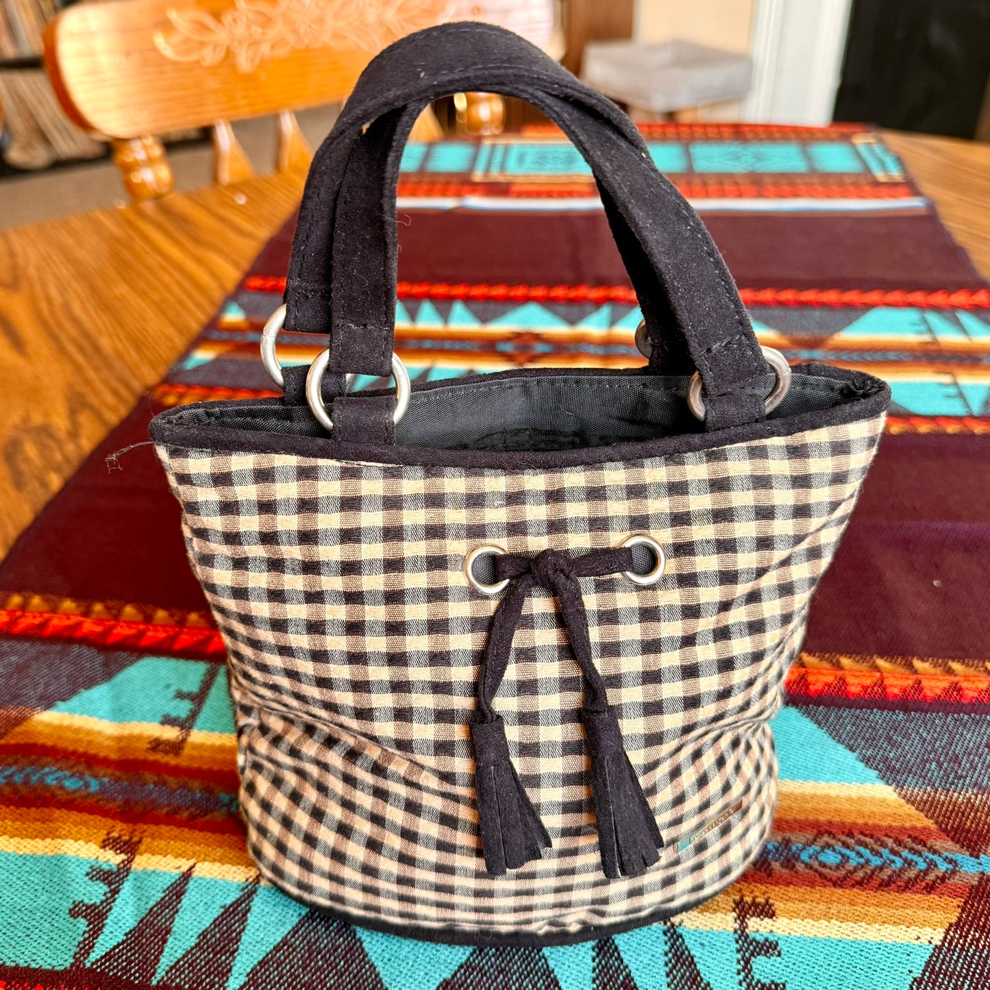 Vintage Longaberger Mini Gingham Buffalo Check Tote Bag