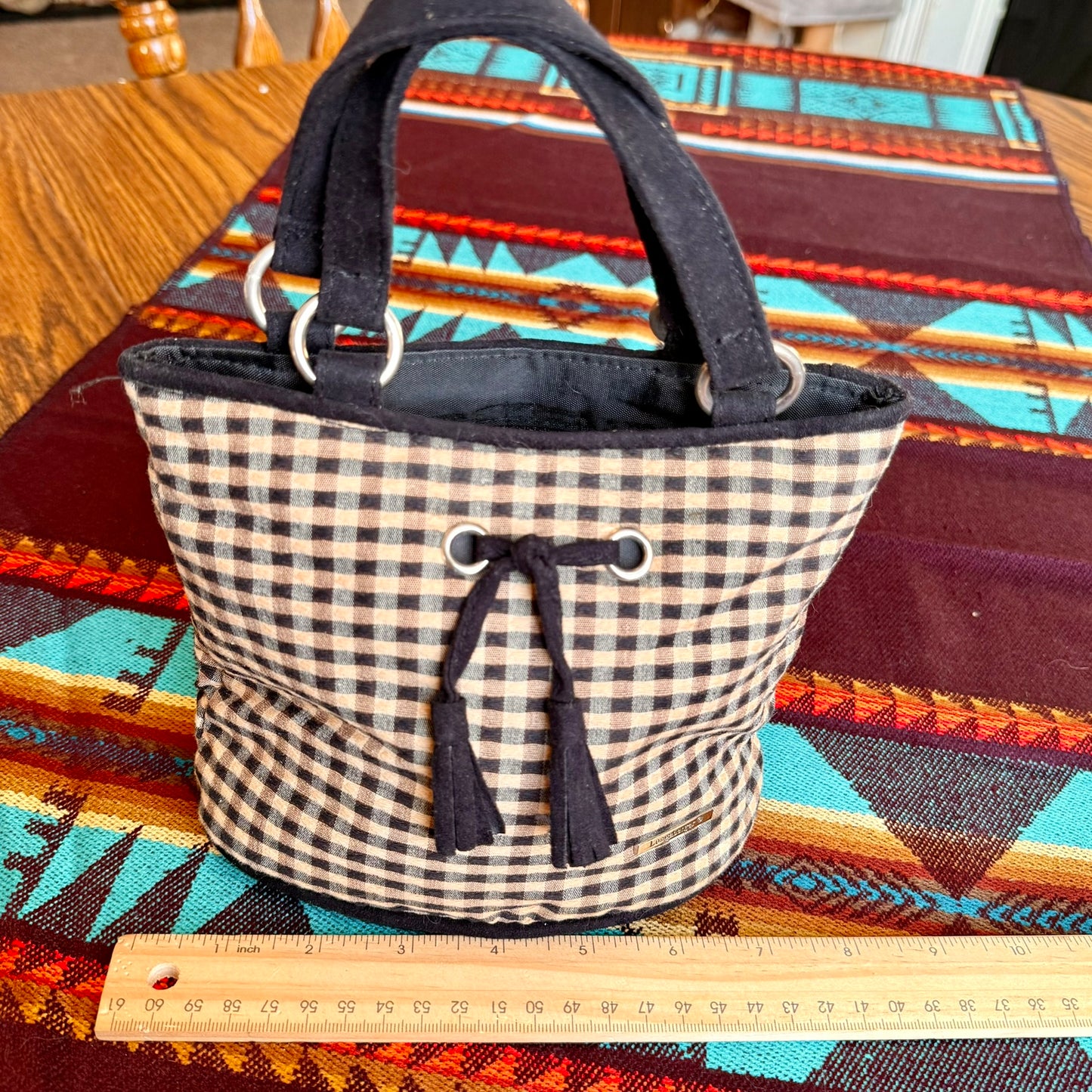 Vintage Longaberger Mini Gingham Buffalo Check Tote Bag
