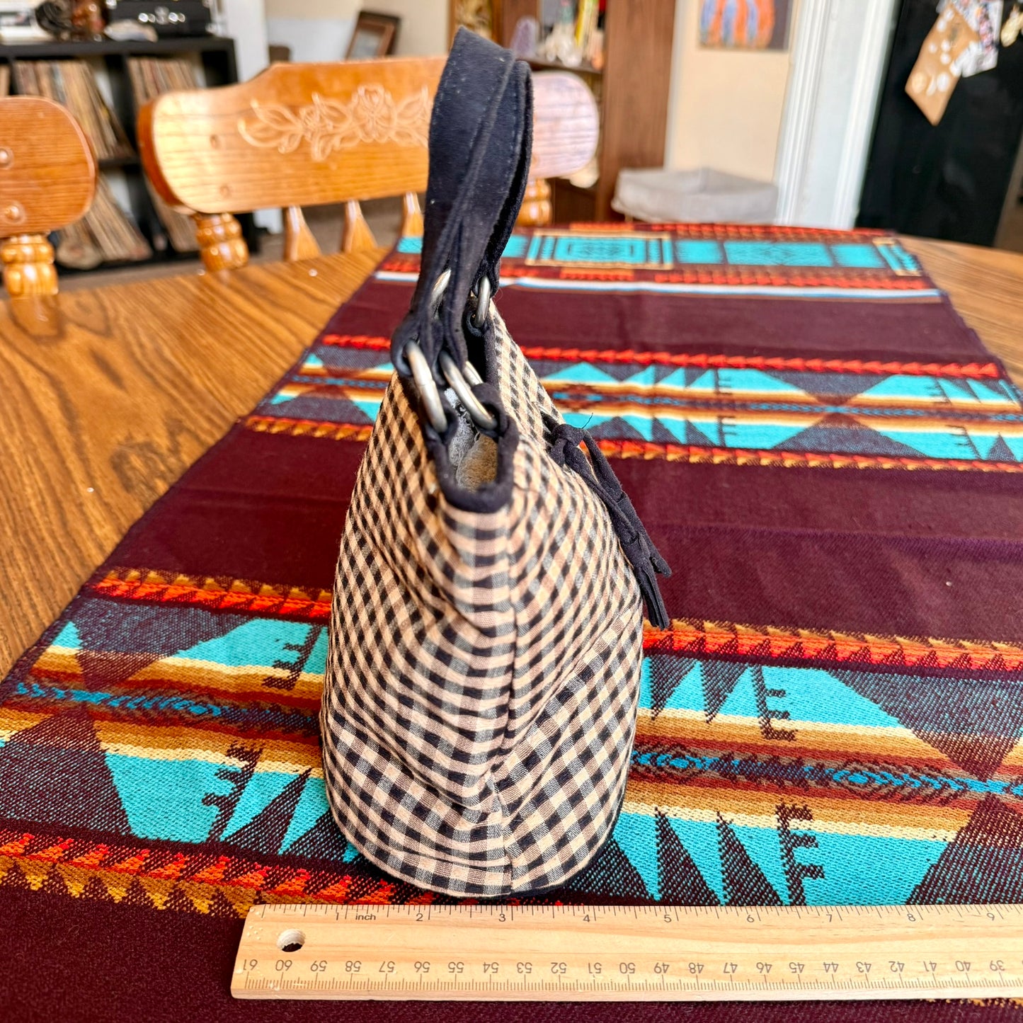 Vintage Longaberger Mini Gingham Buffalo Check Tote Bag