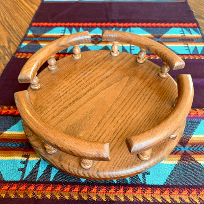 Vintage Amish Oak Handcrafted Solid Wood Lazy Susan Turn Table