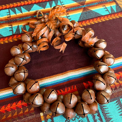 Vintage Rustic Primitive Farmhouse Sleigh Bell / Jingle Bell Christmas Wreath