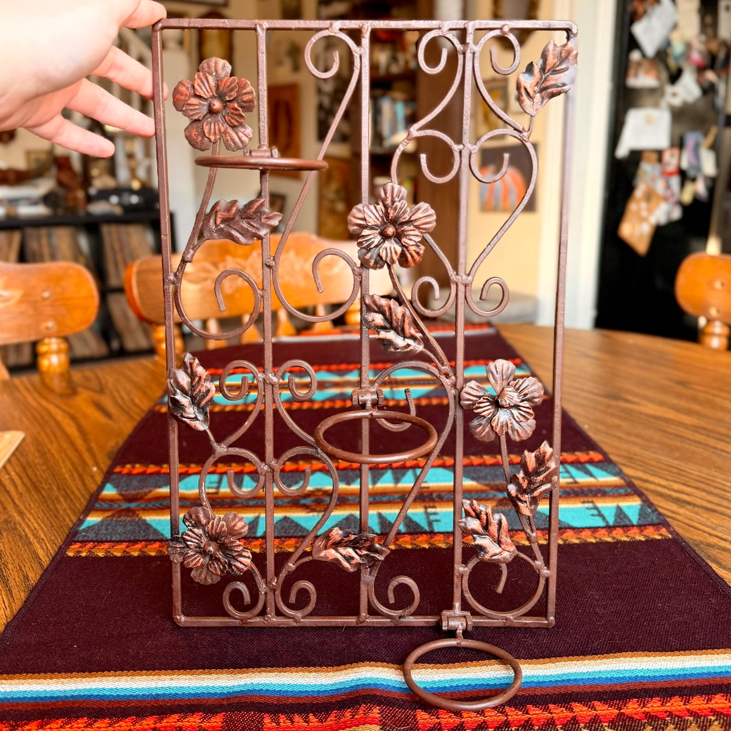 Vintage Floral Wrought Iron Tea Light Candle Holder