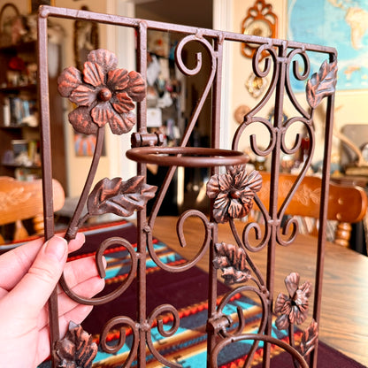 Vintage Floral Wrought Iron Tea Light Candle Holder