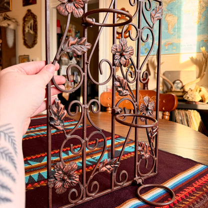 Vintage Floral Wrought Iron Tea Light Candle Holder