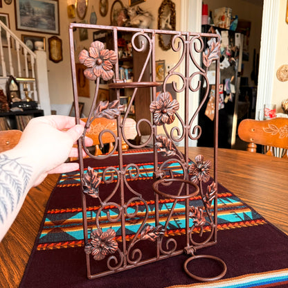 Vintage Floral Wrought Iron Tea Light Candle Holder