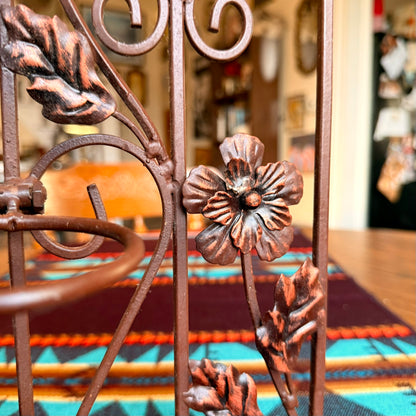 Vintage Floral Wrought Iron Tea Light Candle Holder