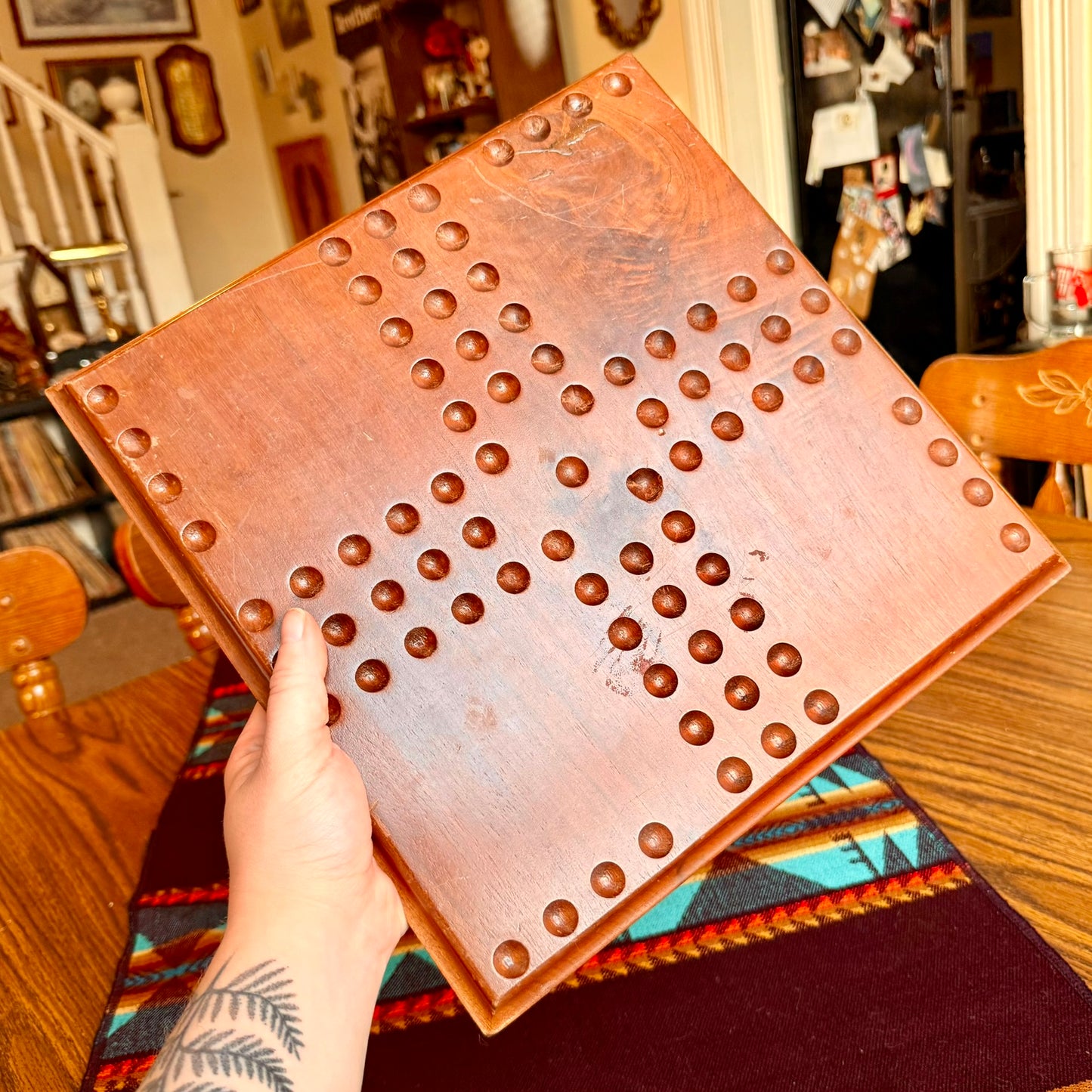Vintage Heavy Solid Wood Aggravation Game Board