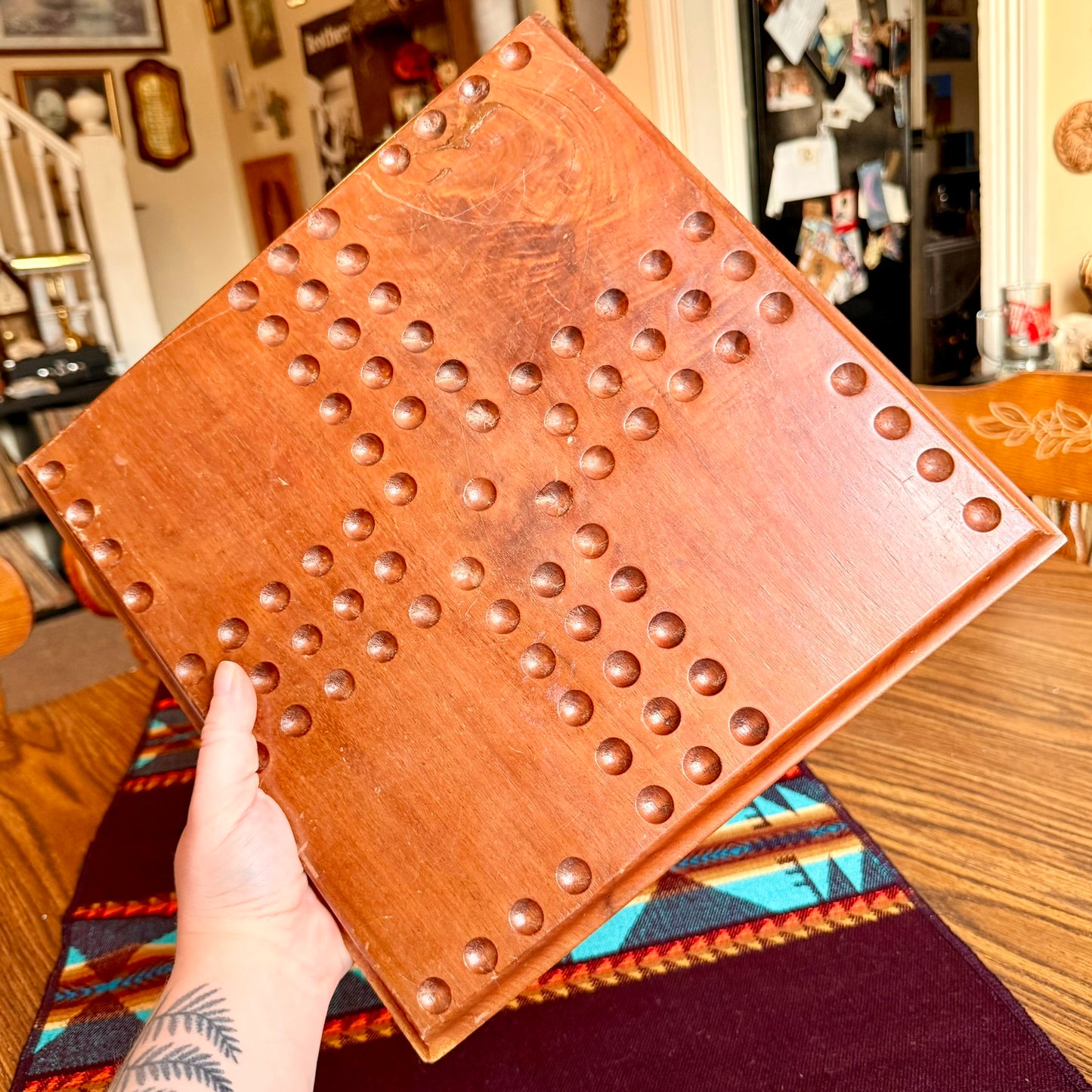Vintage Heavy Solid Wood Aggravation Game Board