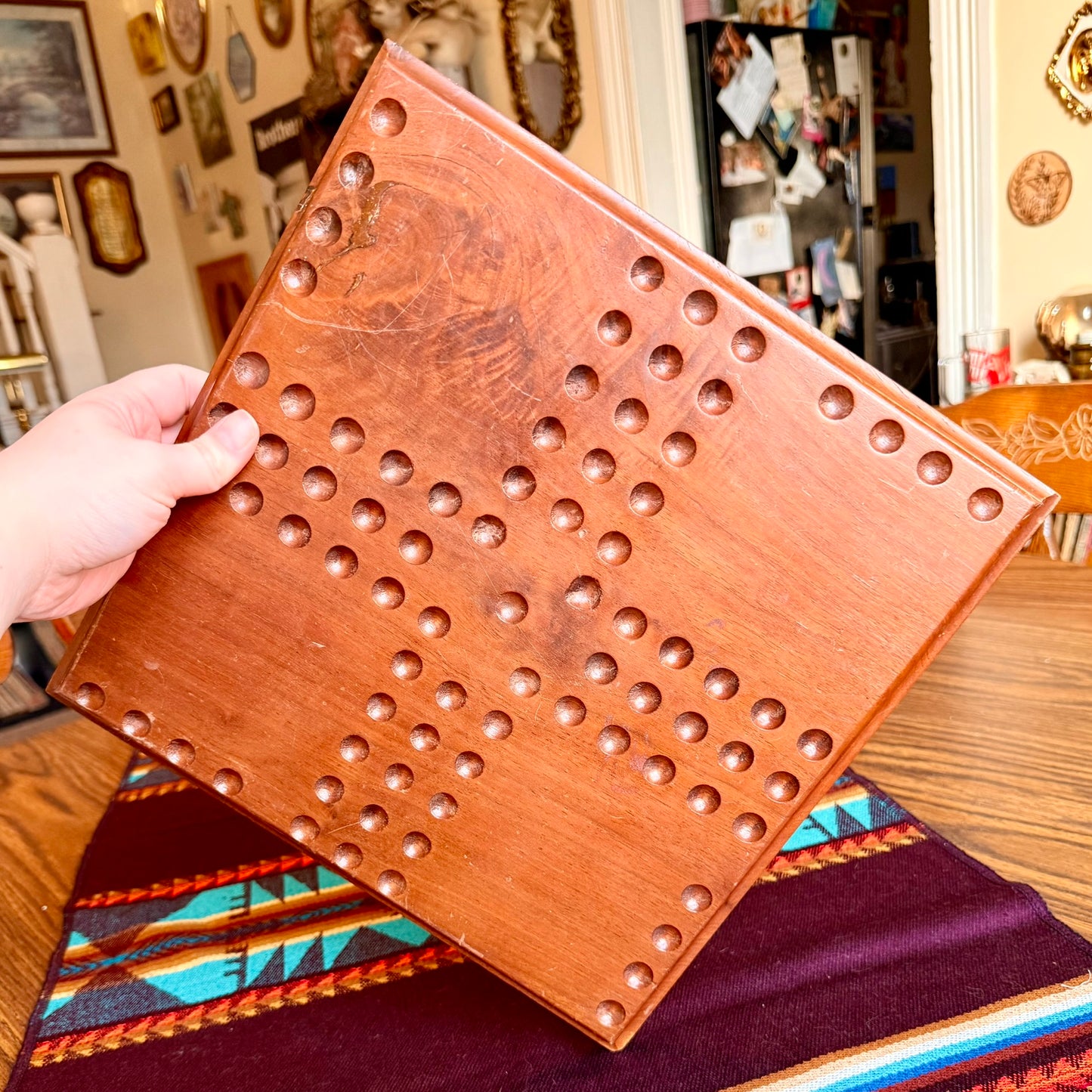 Vintage Heavy Solid Wood Aggravation Game Board