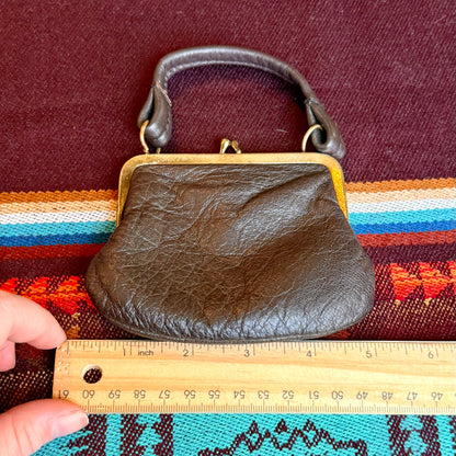 Vintage Genuine Deerskin Leather Kiss Lock Coin Purse