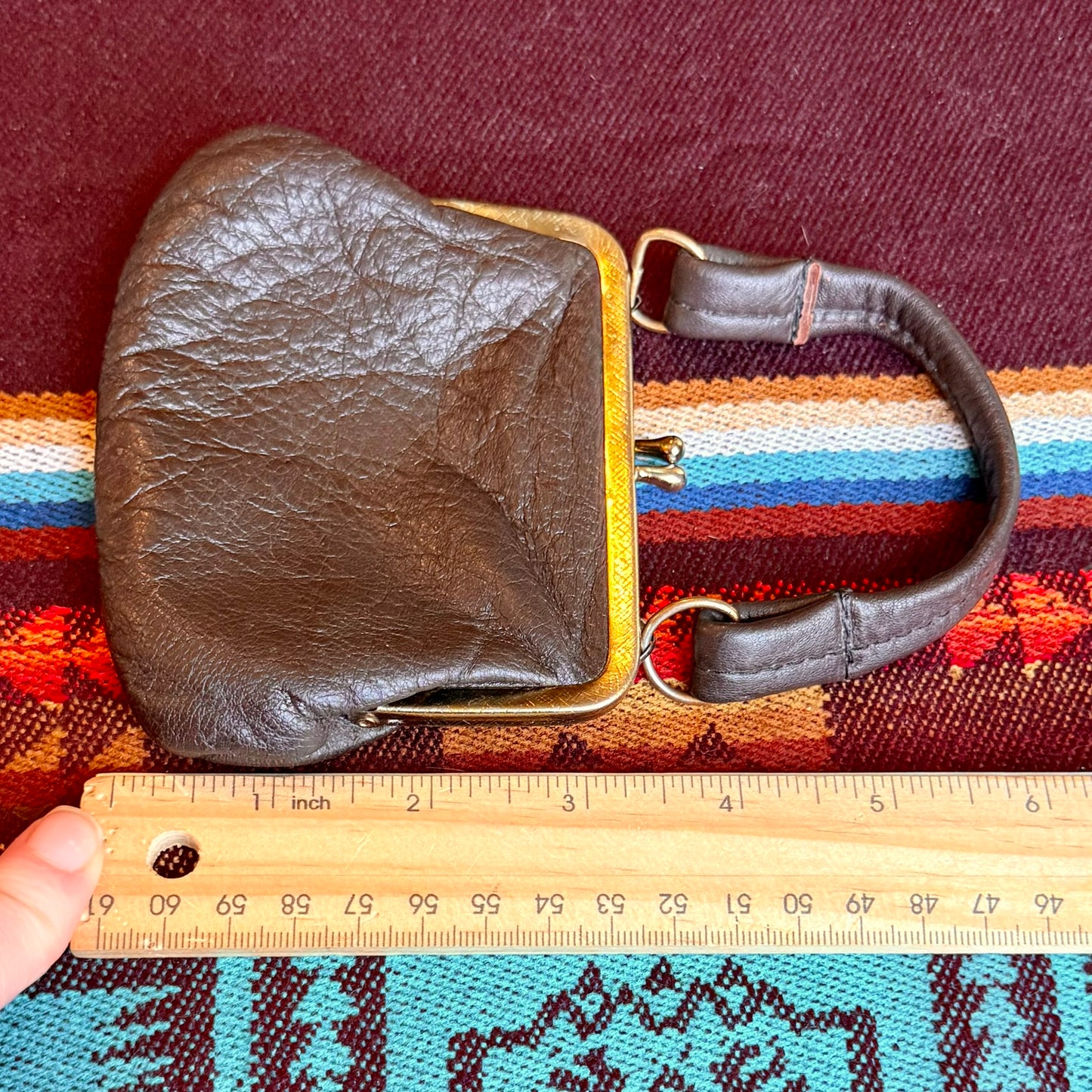 Vintage Genuine Deerskin Leather Kiss Lock Coin Purse