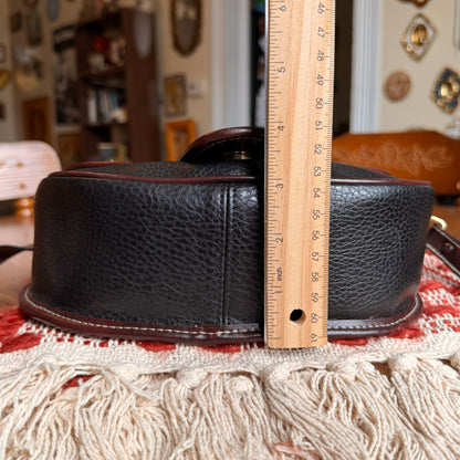 Vintage Leather Crossbody Bag w/ Brass Hardware and Matching Keychain