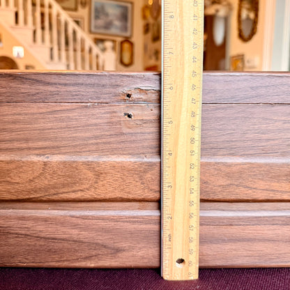 Vintage 1950’s Mele Style Jewelry Box Faux Wood Grain With Gold Velvet Lining